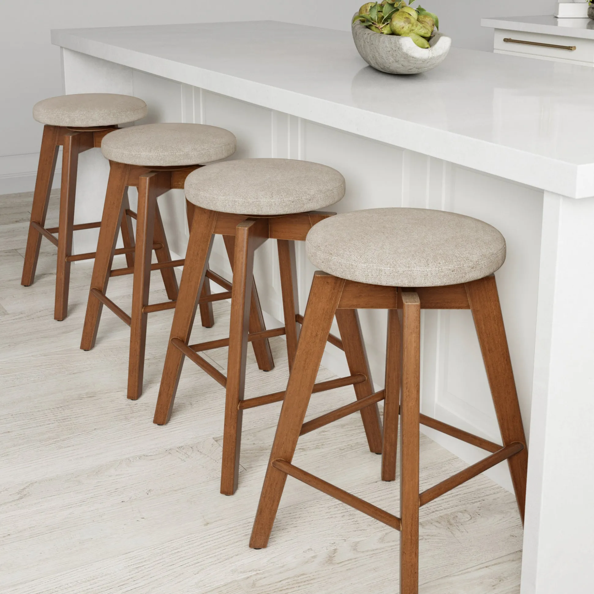 Wood Swivel Counter Height Bar Stools Brown (Set of 4)