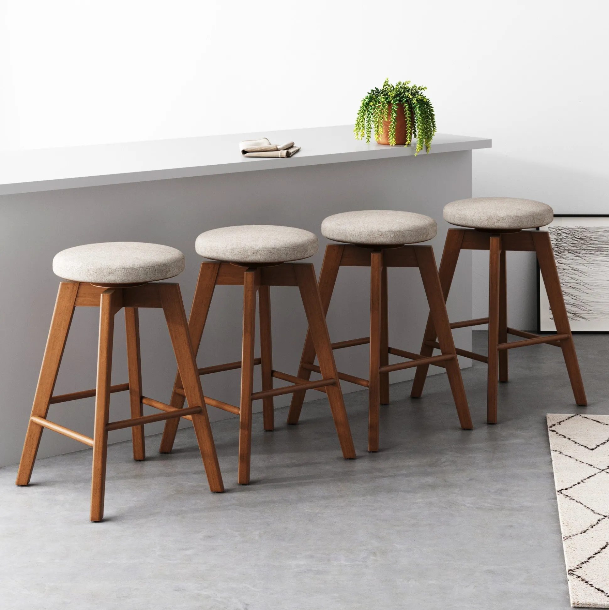 Wood Swivel Counter Height Bar Stools Brown (Set of 4)