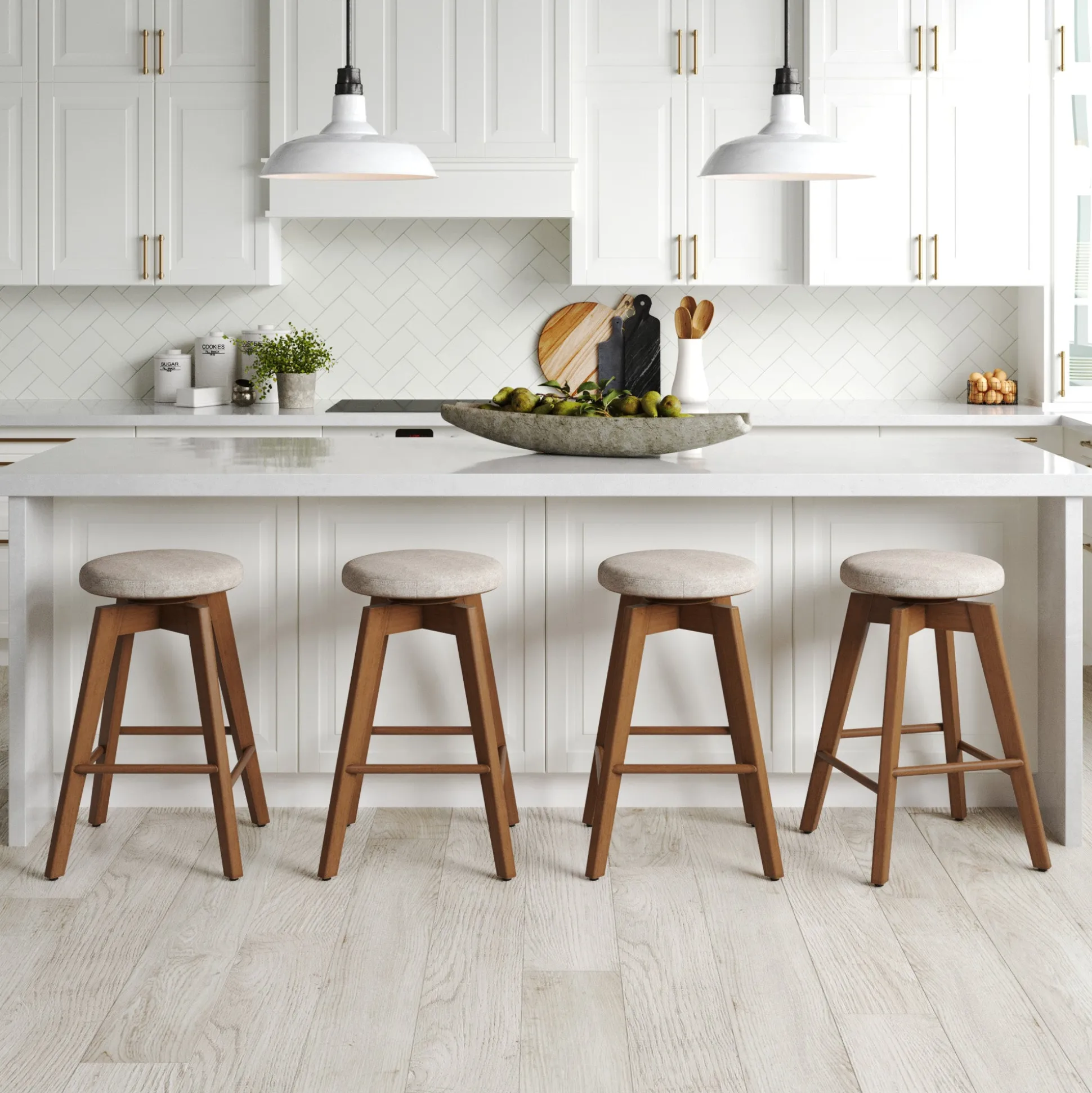 Wood Swivel Counter Height Bar Stools Brown (Set of 4)