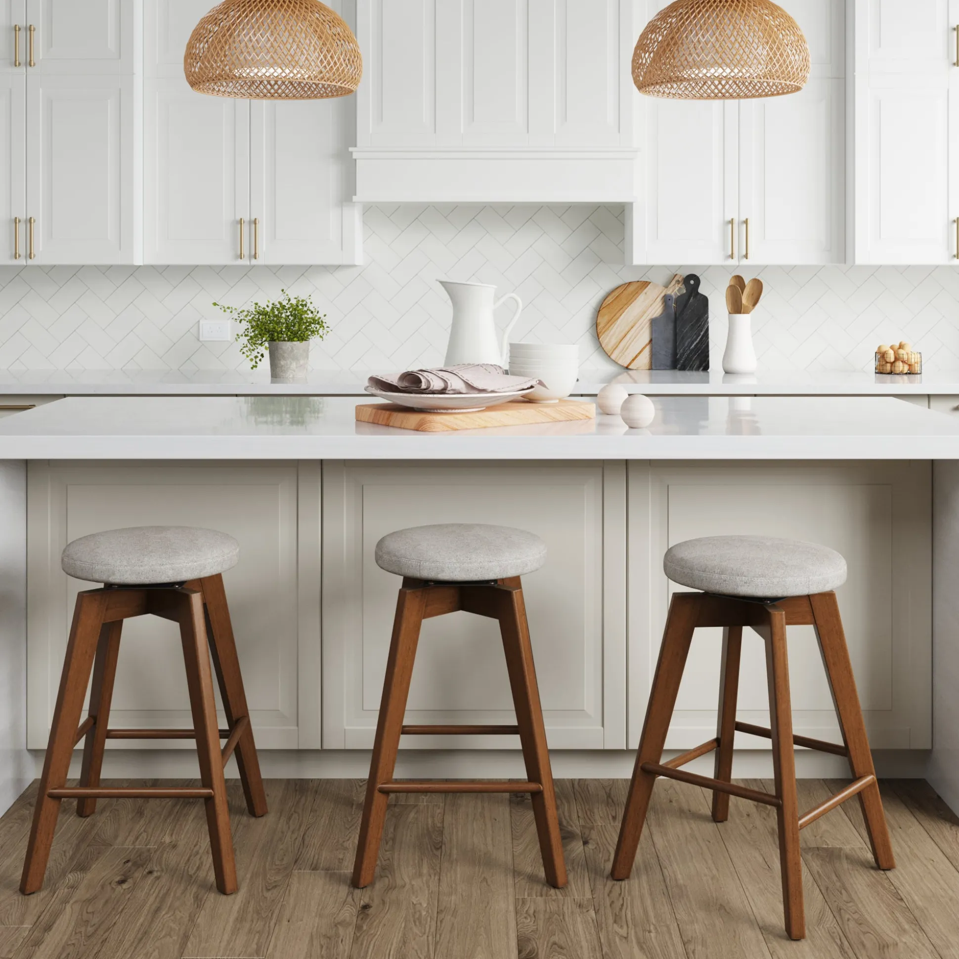 Wood Swivel Counter Height Bar Stools Brown (Set of 3)