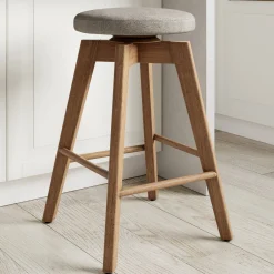 Wood Swivel Cushion Counter Height Bar Stool Brown