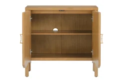 Wood Transitional Fluted TV Console Light Brown for TVs up to 75