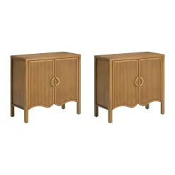 Wood Transitional Fluted TV Console Light Brown for TVs up to 65