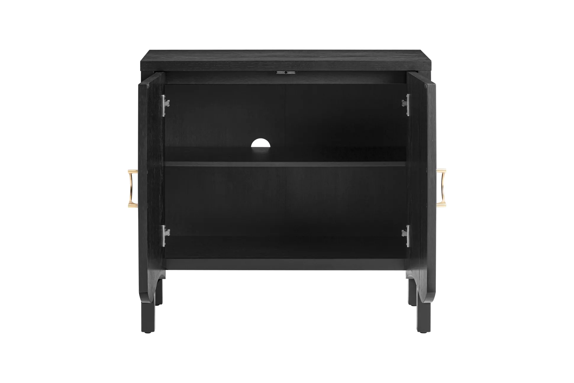 Wood Transitional Fluted TV Console Black Oak for TVs up to 75"