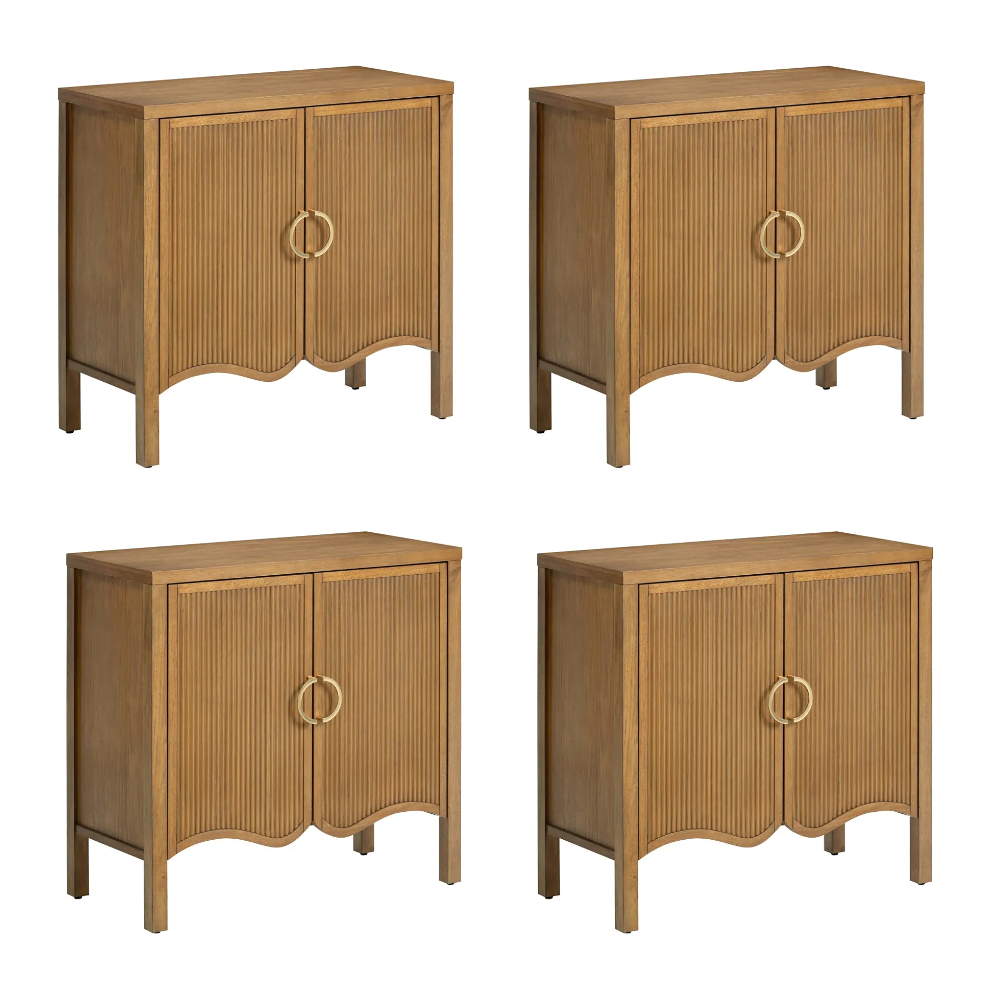Wood Transitional Fluted TV Console Light Brown for TVs up to 100"
