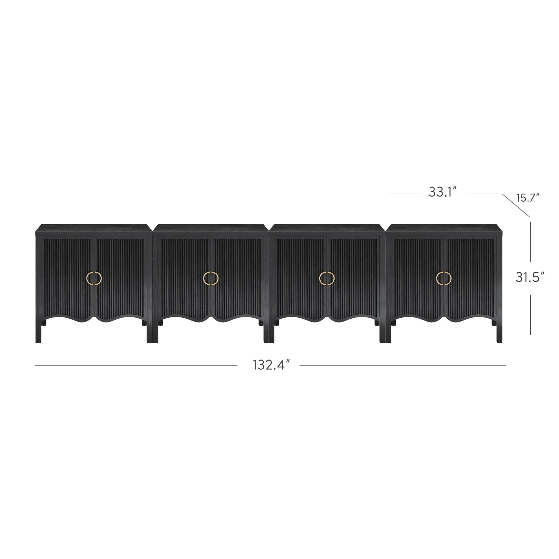 Wood Transitional Fluted TV Console Black Oak for TVs up to 100"