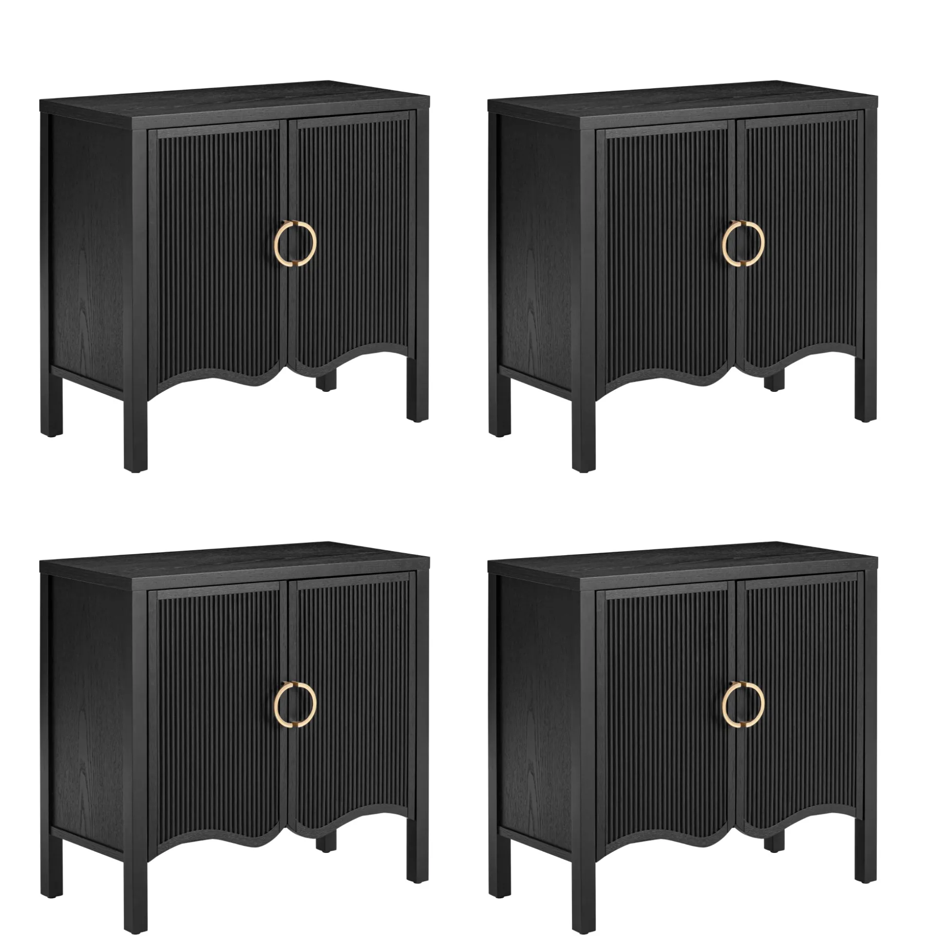 Wood Transitional Fluted TV Console Black Oak for TVs up to 100"