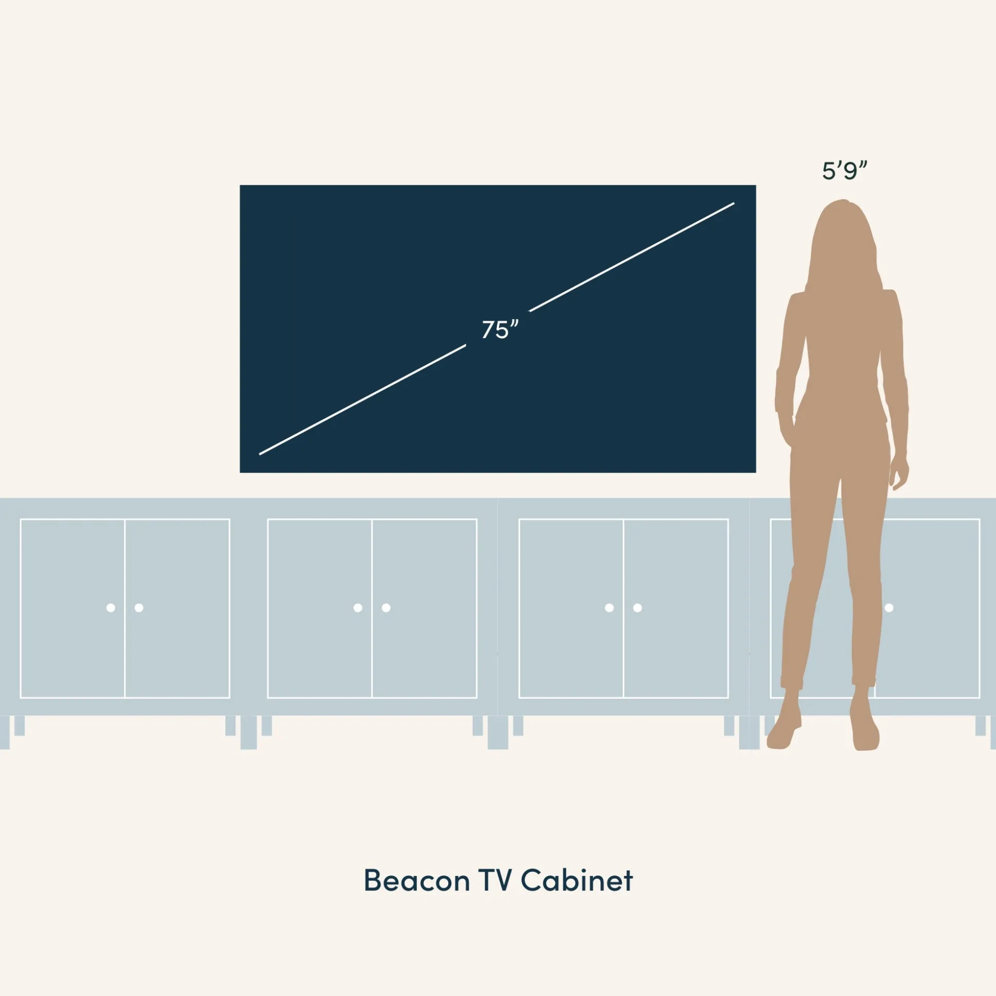Wood TV Console for TVs up to 100" with Seagrass Doors Brushed Black