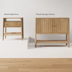 Wood TV Console with Open Seagrass Shelf for TVs up to 65