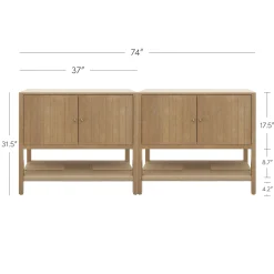 Wood TV Console with Open Seagrass Shelf for TVs up to 65