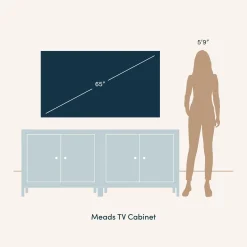 Wood TV Console with Open Seagrass Shelf for TVs up to 65