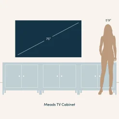 Wood TV Console with Open Seagrass Shelf for TVs up to 75