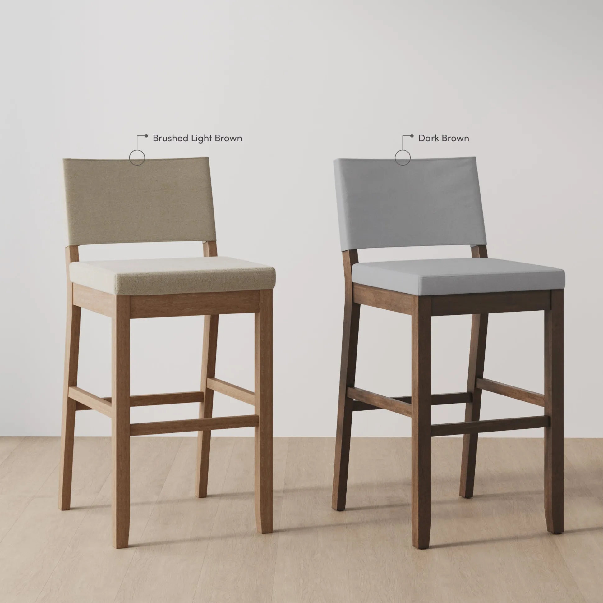 Wood Upholstered Bar Stools Light Brown (Set of 4)