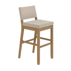 Wood Upholstered Bar Stools Light Brown (Set of 2)