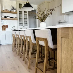Wood Upholstered Counter Height Bar Stool Light Brown