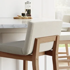 Wood Upholstered Counter Height Bar Stool Light Brown