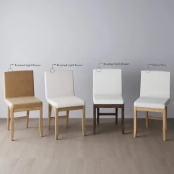 Wood Upholstered Dining Chairs Brushed Light Brown Flax (Set of 6)