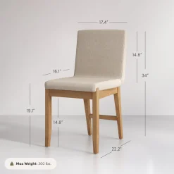 Wood Upholstered Dining Chairs Brushed Light Brown Flax (Set of 6)