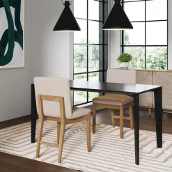 Wood Upholstered Dining Chair Brushed Light Brown Flax (Set of 2)