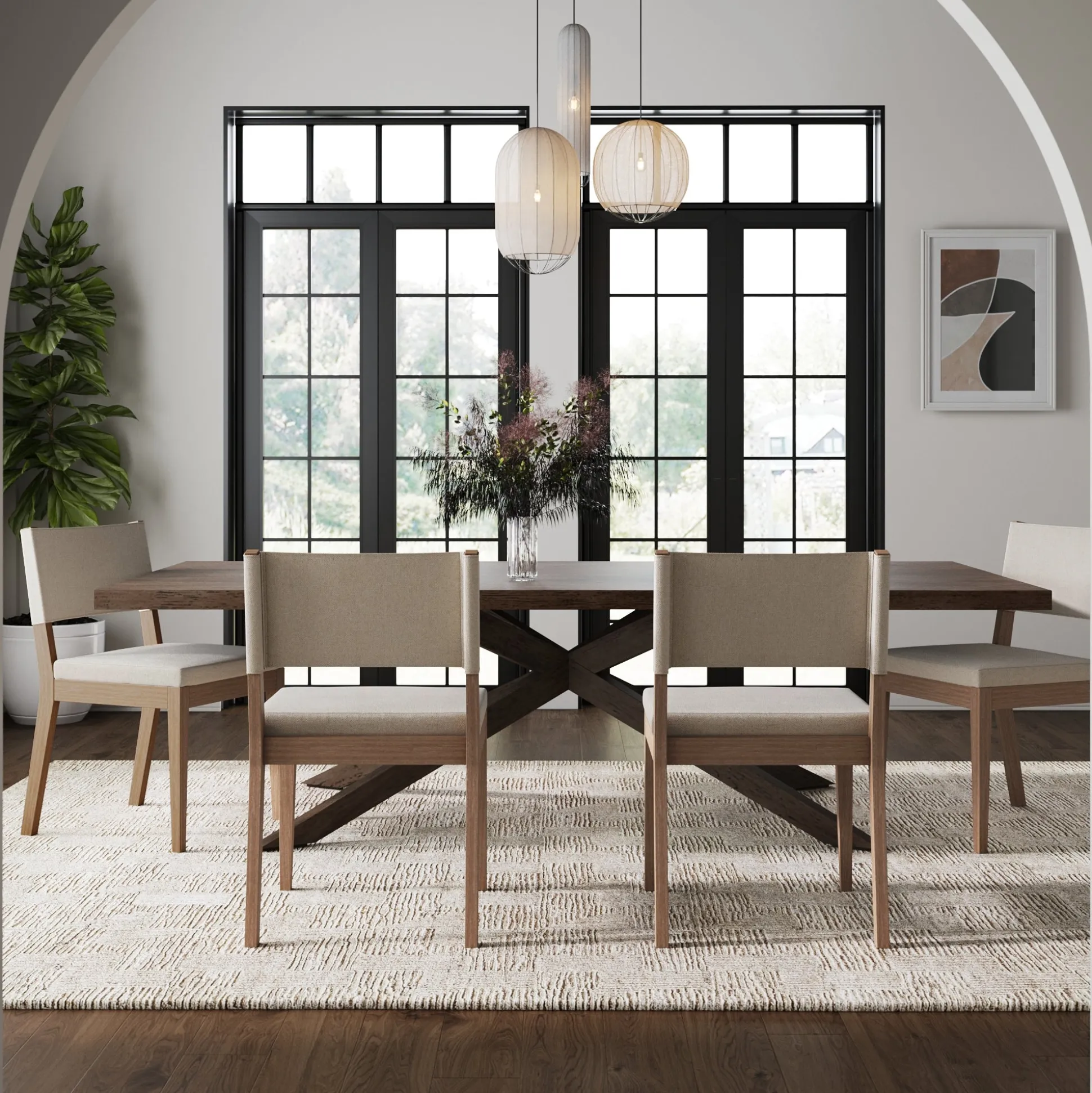 Wood Upholstered Dining Chair Light Brown