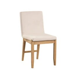 Wood Upholstered Dining Chair Brushed Light Brown Flax