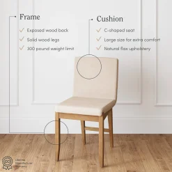 Wood Upholstered Dining Chair Brushed Light Brown Flax