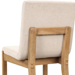 Wood Upholstered Dining Chair Brushed Light Brown Flax