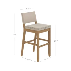 Wood Upholstered Sling Back Bar Stool Light Brown
