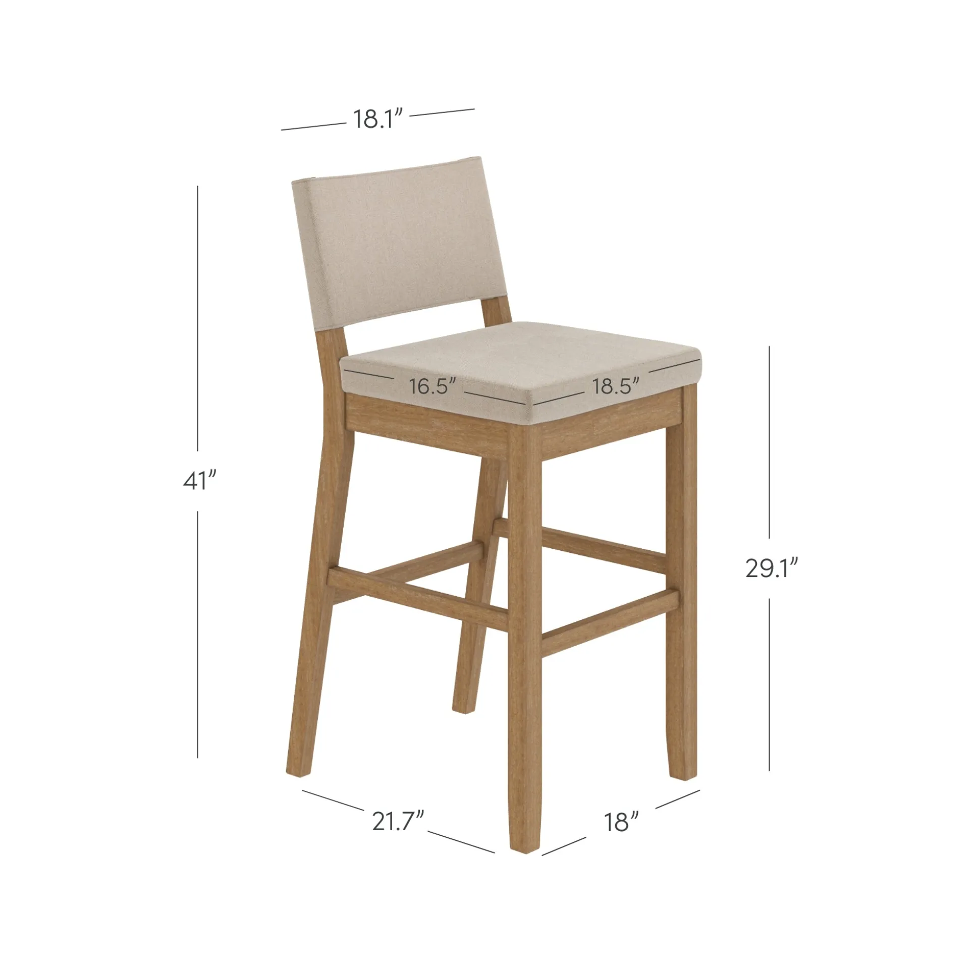 Wood Upholstered Sling Back Bar Stool Light Brown