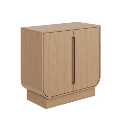 Wood Veneer Arched Accent Cabinet Raw Oak