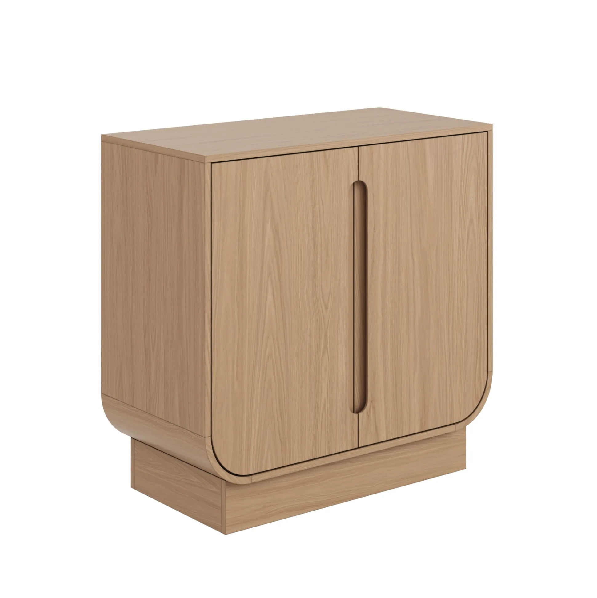 Wood Veneer Arched Accent Cabinet Raw Oak