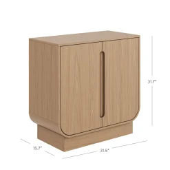 Wood Veneer Arched Accent Cabinet Raw Oak