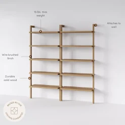 Wood Wall Bookshelves Light Brown (Set of 2)