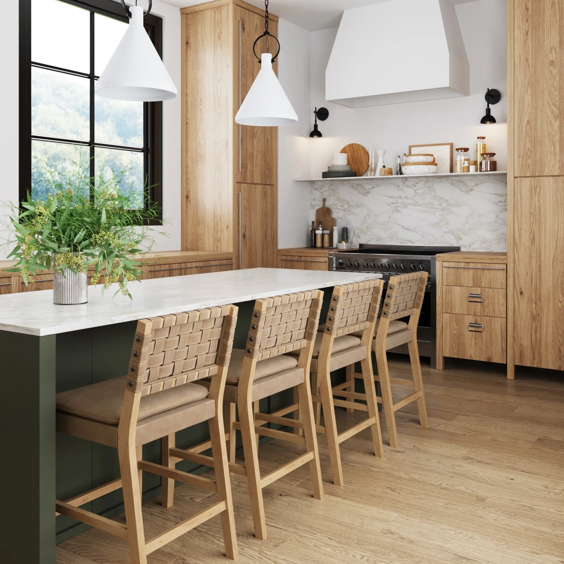 Woven Counter Height Bar Stools Brown (Set of 4)