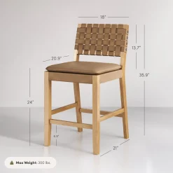Woven Counter Height Bar Stools Brown (Set of 2)