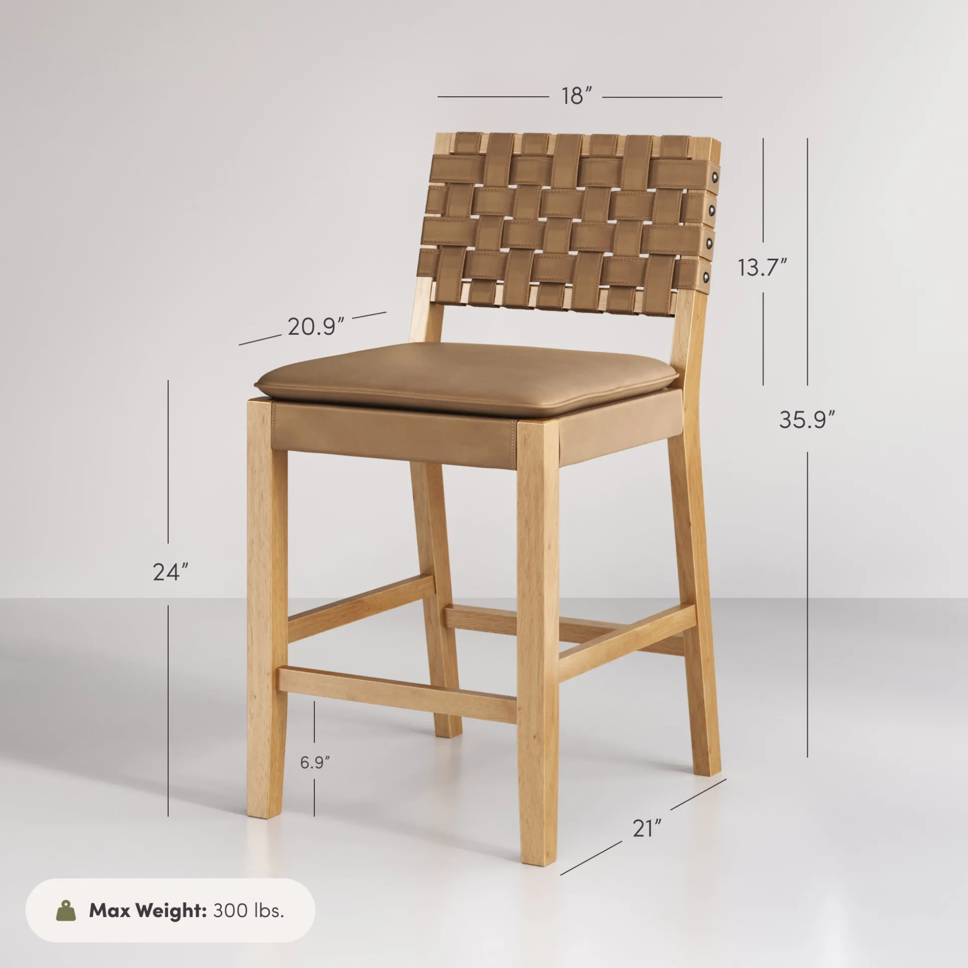 Woven Counter Height Bar Stools Brown (Set of 2)