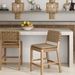 Woven Counter Height Bar Stools Brown (Set of 2)