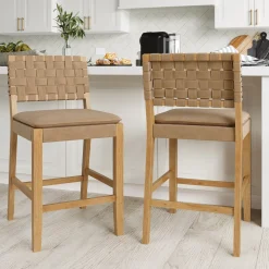 Woven Counter Height Bar Stools Brown (Set of 2)