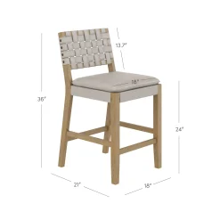 Woven Faux Leather Counter Height Bar Stool Gray Mahogany (Set of 4)