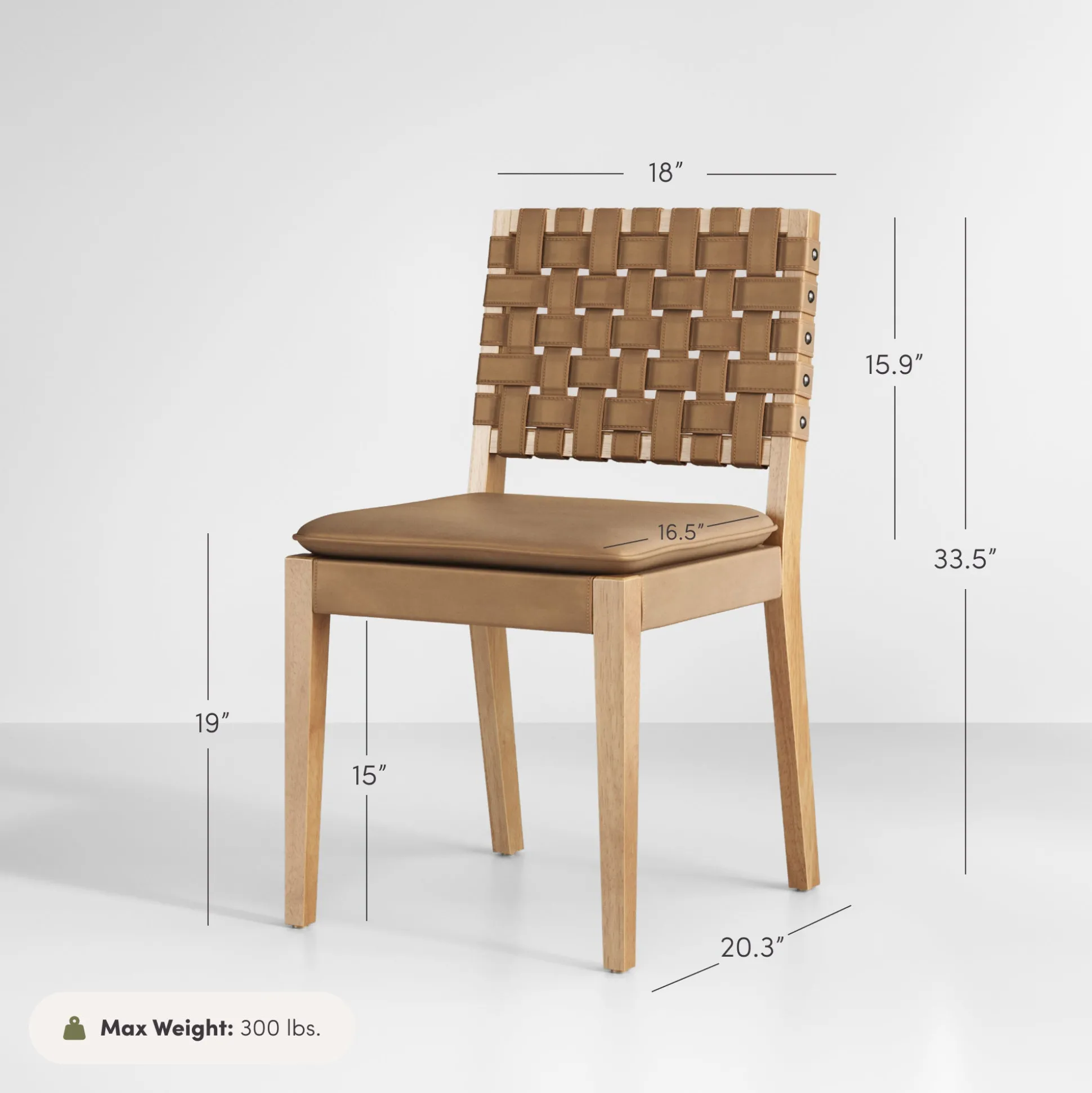 Woven Faux Leather Dining Chair Light Brown