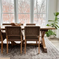 Woven Faux Leather Dining Chair Light Brown