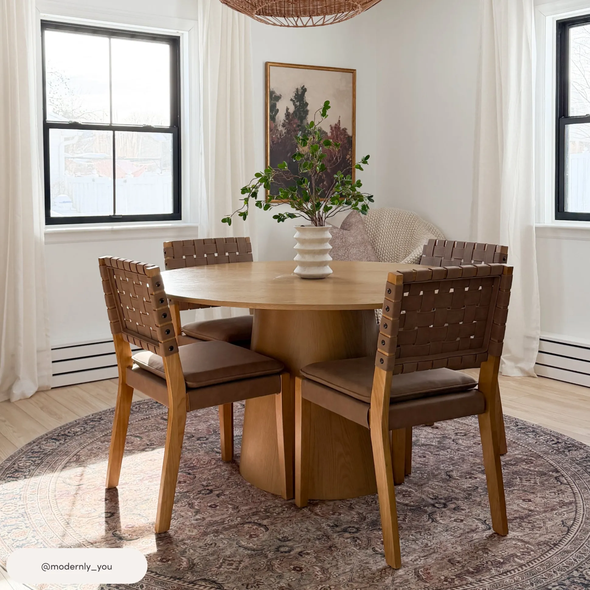 Woven Faux Leather Dining Chair Light Brown