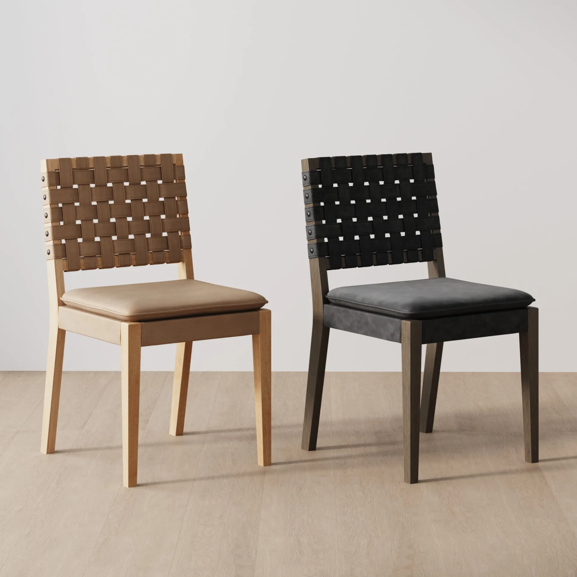Woven Faux Leather Dining Chair Black