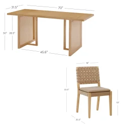 Woven Faux Leather & Rattan Dining Set (4 Chairs)