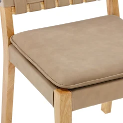 Woven Faux Leather & Rattan Dining Set (4 Chairs)
