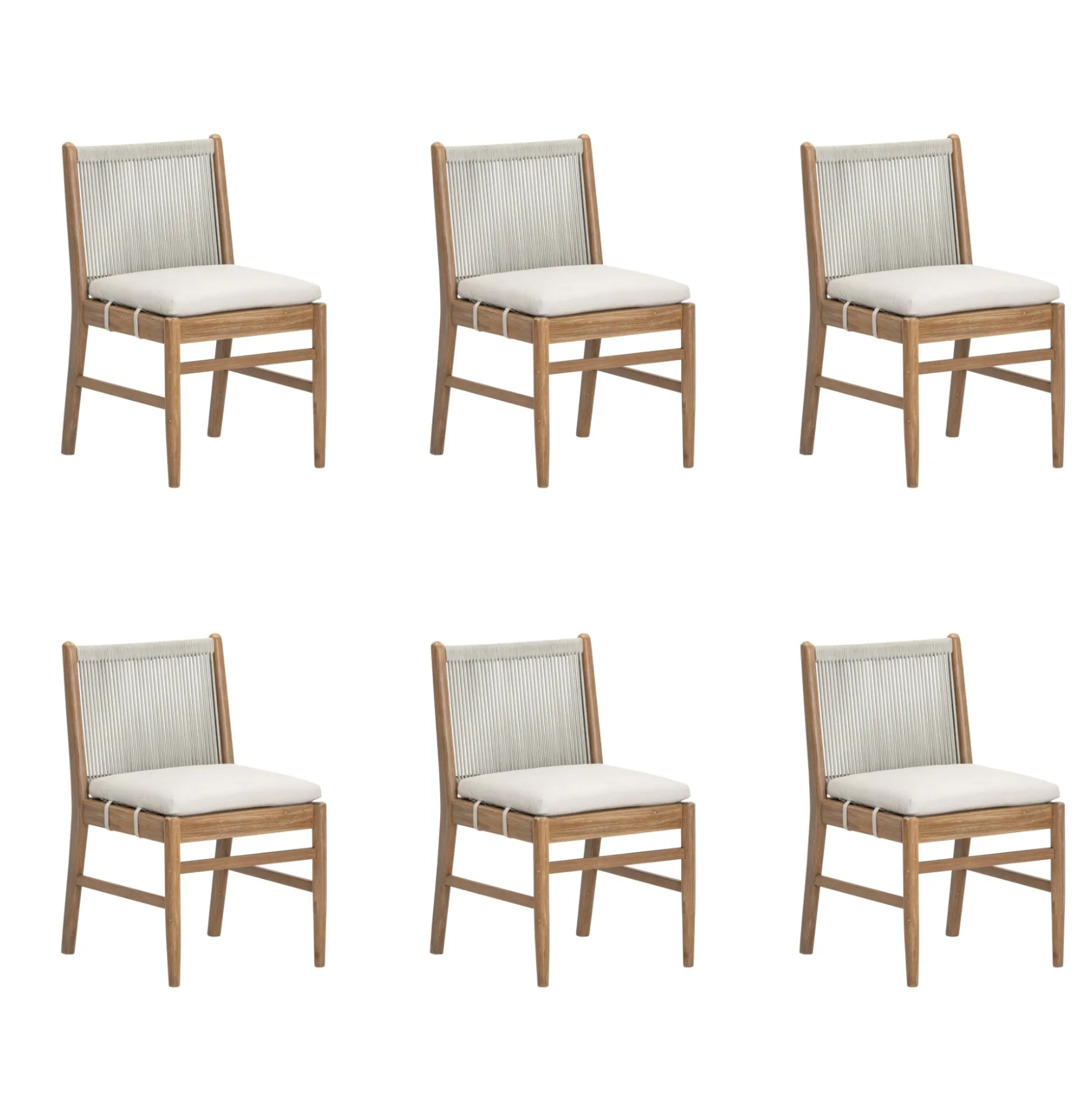 Woven Rope Back Dining Chair Brushed Light Brown (Set of 6)
