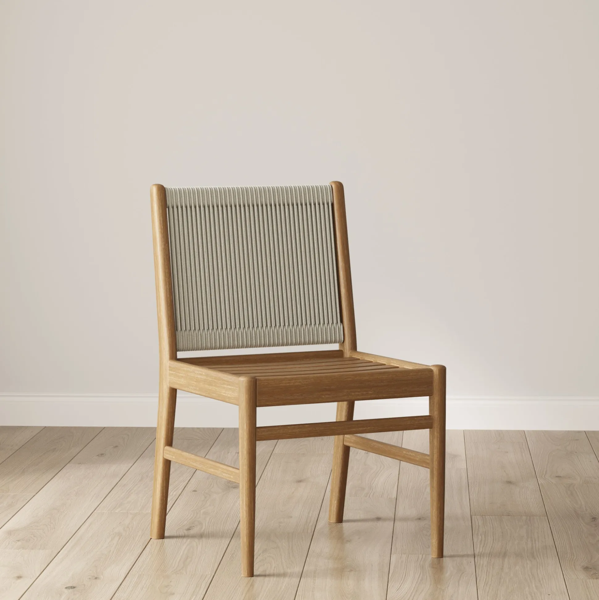 Woven Rope Back Dining Chair Brushed Light Brown (Set of 6)