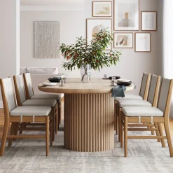 Woven Rope Back Dining Chair Brushed Light Brown (Set of 6)