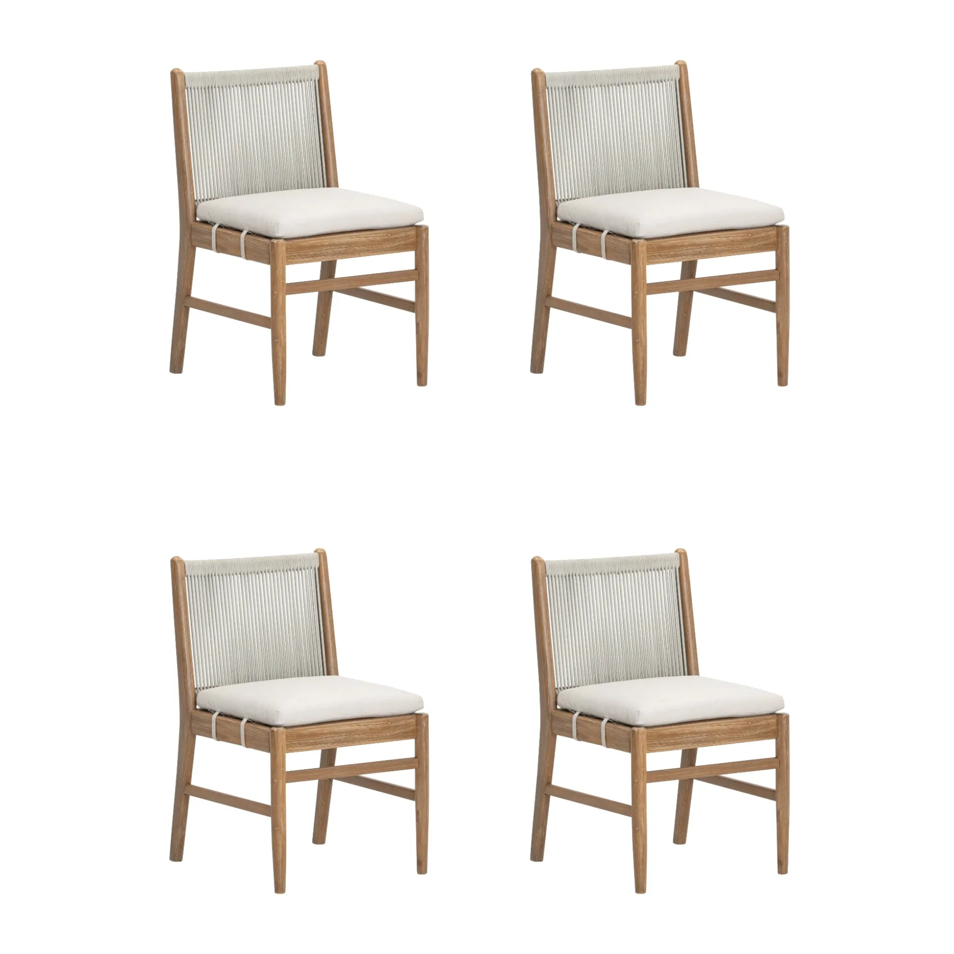 Woven Rope Back Dining Chair Brushed Light Brown (Set of 4)