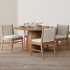 Woven Rope Back Dining Chair Brushed Light Brown (Set of 4)